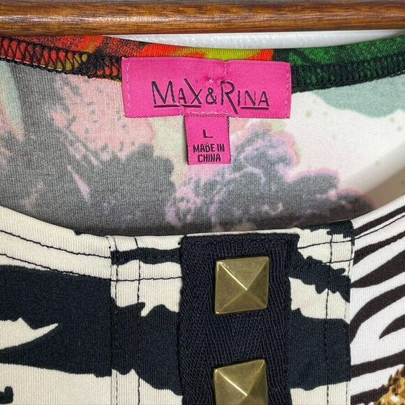 Max & Rina Artsy Animal Print Vintage Casual Long Sleeve Size L Women's - Picture 5 of 8